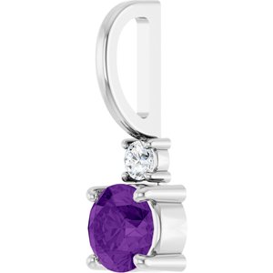 Sterling Silver Natural Amethyst & .03 CT Natural Diamond Charm/Pendant – image 2