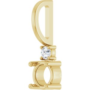 14K Yellow Gold 4.5 mm Round .03 CT Natural Diamond Semi-Set Charm/Pendant – image 4