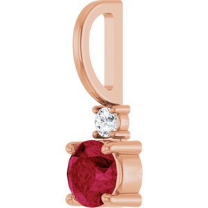 14K Rose Gold Natural Ruby & .03 CT Natural Diamond Charm/Pendant – image 2