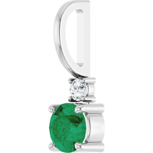 Platinum Natural Emerald & .03 CT Natural Diamond Charm/Pendant – image 2