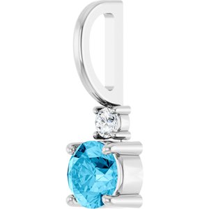 14K White Gold Natural Aquamarine & .03 CT Natural Diamond Charm/Pendant – image 2