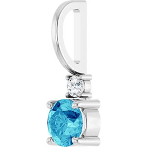 Platinum Natural Blue Zircon & .03 CT Natural Diamond Charm/Pendant – image 2