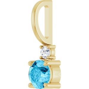 14K Yellow Gold Natural Aquamarine & .03 CT Natural Diamond Charm/Pendant – image 2