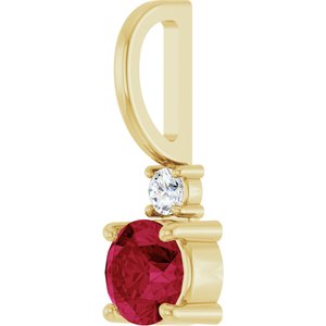 14K Yellow Gold Natural Ruby & .03 CT Natural Diamond Charm/Pendant – image 2
