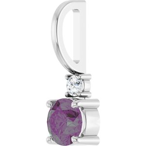 14K White Gold Lab-Grown Alexandrite & .03 CT Natural Diamond Charm/Pendant – image 2