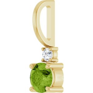 14K Yellow Gold Natural Peridot & .03 CT Natural Diamond Charm/Pendant – image 2