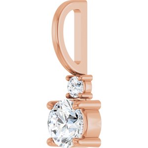 14K Rose Gold 4.5 mm Round .03 CT Natural Diamond Semi-Set Charm/Pendant – image 3
