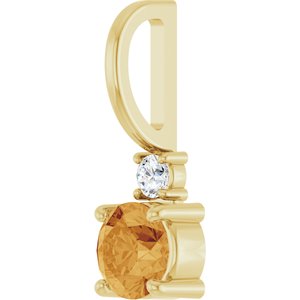 14K Yellow Gold Natural Citrine & .03 CT Natural Diamond Charm/Pendant – image 2