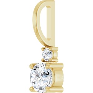 14K Yellow Gold 4.5 mm Round .03 CT Natural Diamond Semi-Set Charm/Pendant – image 3