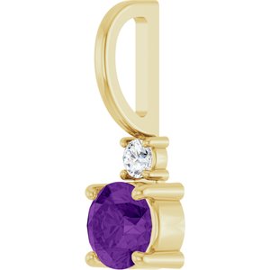 14K Yellow Gold Natural Amethyst & .03 CT Natural Diamond Charm/Pendant – image 2