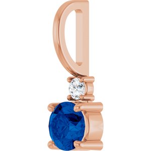 14K Rose Gold Natural Blue Sapphire & .03 CT Natural Diamond Charm/Pendant – image 2