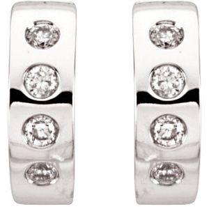 14K White Gold 1/3 CTW Natural Diamond 15.2 mm Hoop Earrings – image 2