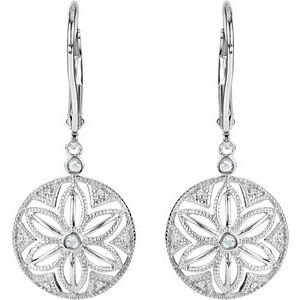 Sterling Silver .08 CTW Natural Diamond Lever Back Earrings – image 2