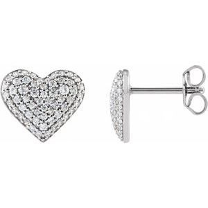 Accented Puffed Heart Earrings