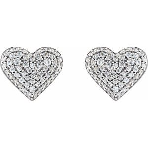 Accented Puffed Heart Earrings