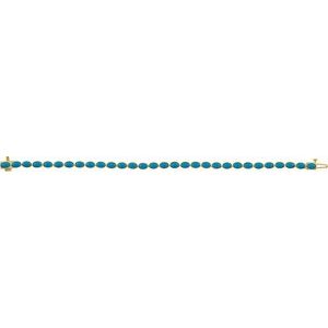 14K Yellow Gold Vermeil Natural Turquoise Line 7" Bracelet – image 2