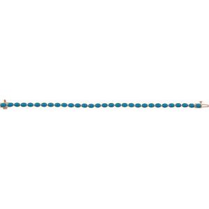 14K Rose Gold Natural Turquoise Line 7" Bracelet