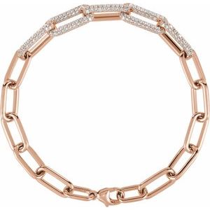14K Rose Gold 1 1/2 CTW Lab-Grown Diamond Paperclip-Style 7" Bracelet