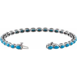 Sterling Silver Natural Turquoise Line 7" Bracelet – image 3