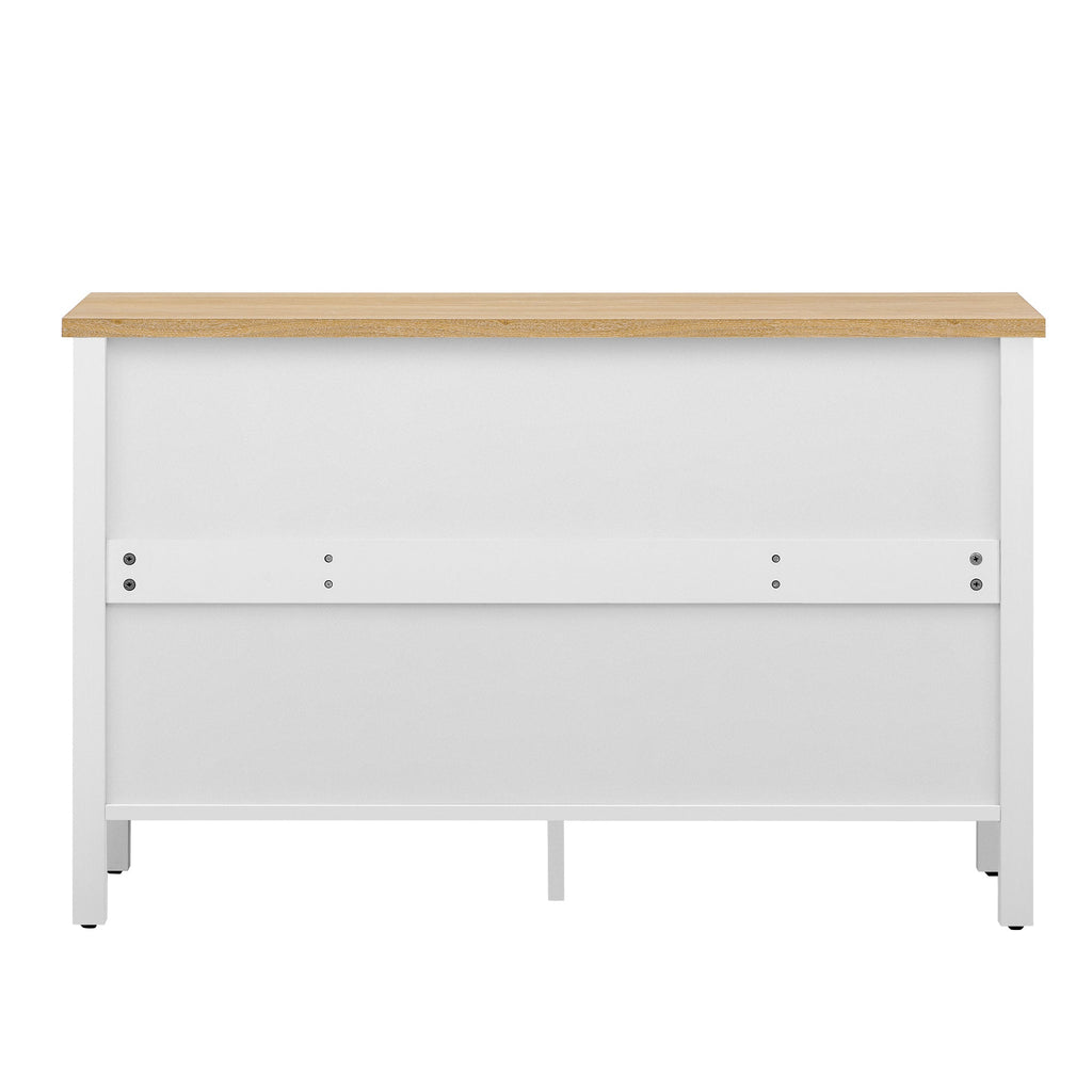 U-Can 47.2'' Retro TV Stand for TVs up to 43 Inches, Entertainment Center Media Console Cabinet with 3 Spacious Cabinets, Glass Cabinet Doors and Anti-tip Device for Living room