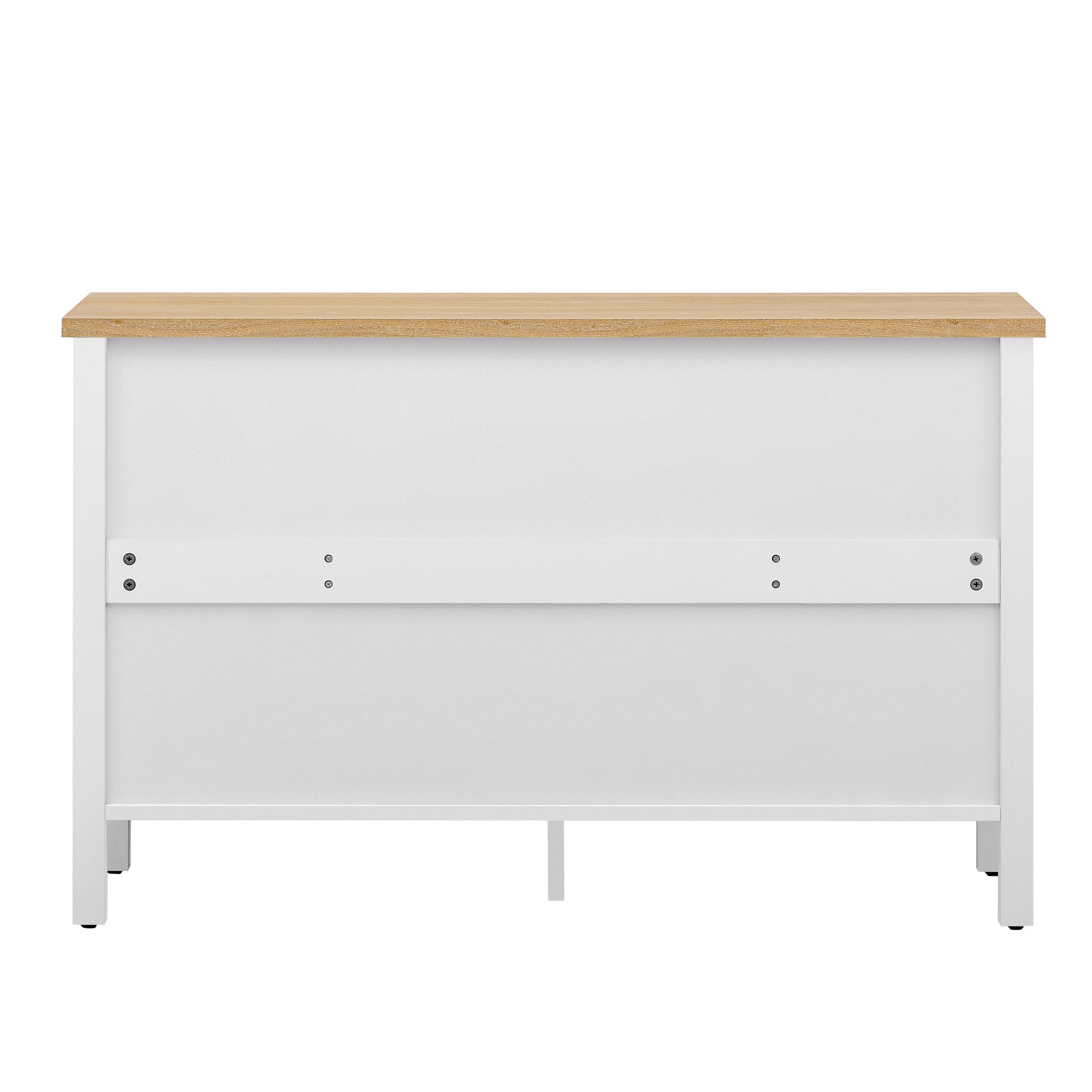 U-Can 47.2'' Retro TV Stand for TVs up to 43 Inches, Entertainment Center Media Console Cabinet with 3 Spacious Cabinets, Glass Cabinet Doors and Anti-tip Device for Living room