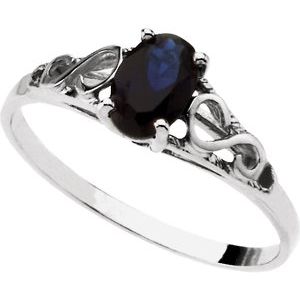 14K White Gold September Imitation Birthstone Ring