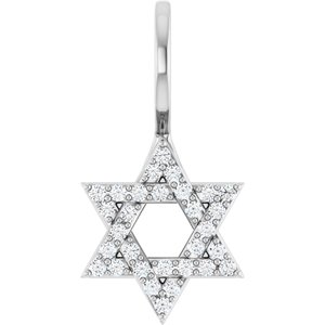 14K White Gold 1/8 CTW Natural Diamond Star of David Pendant