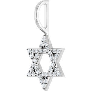 14K White Gold 1/6 CTW Natural Diamond Star of David Pendant