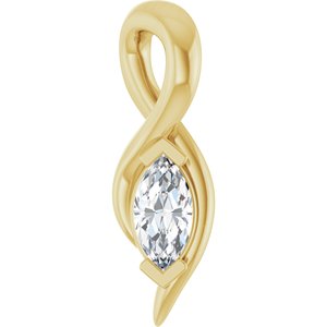 14K Yellow Gold 1/6 CT Natural Diamond Freeform Pendant