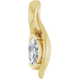14K Yellow Gold 1/6 CT Natural Diamond Freeform Pendant