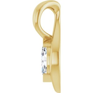 14K Yellow Gold 1/6 CT Natural Diamond Freeform Pendant