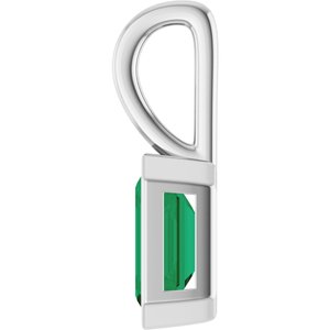 14K White Gold Natural Emerald Pendant
