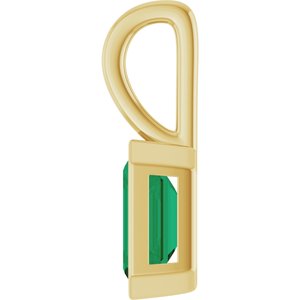 14K Yellow Gold Natural Emerald Pendant