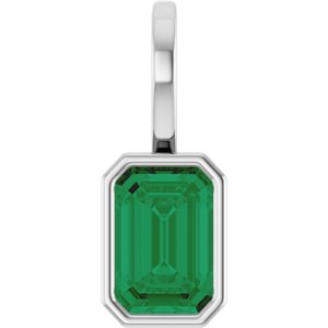 Sterling Silver Natural Emerald Pendant