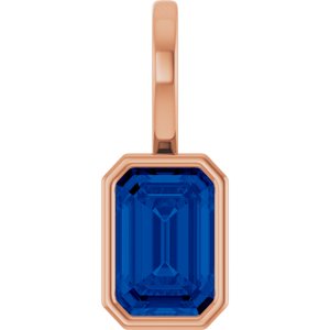 14K Rose Gold Lab-Grown Blue Sapphire Pendant