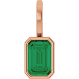 14K Rose Gold Lab-Grown Emerald Pendant