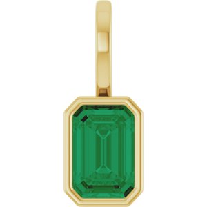 14K Yellow Gold Natural Emerald Pendant