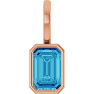 14K Rose Gold Natural Blue Zircon Pendant