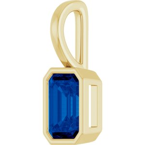 14K Yellow Gold Natural Blue Sapphire Pendant