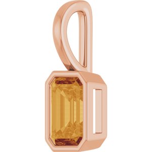14K Rose Gold Natural Citrine Pendant