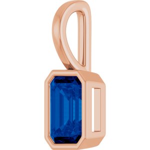 14K Rose Gold Natural Blue Sapphire Pendant
