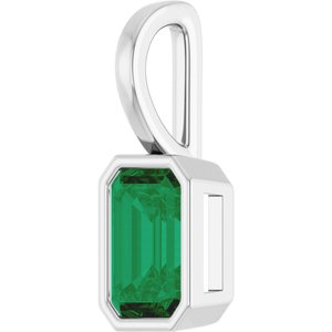 Platinum Lab-Grown Emerald Pendant