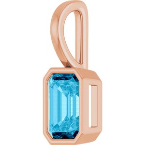14K Rose Gold Natural Aquamarine Pendant
