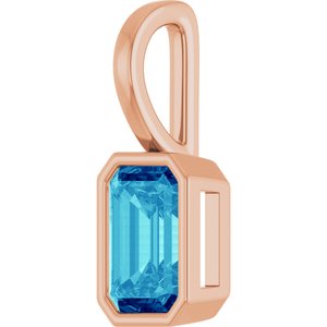14K Rose Gold Natural Blue Zircon Pendant