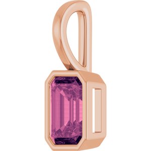14K Rose Gold Natural Pink Tourmaline Pendant