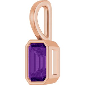 14K Rose Gold Natural Amethyst Pendant