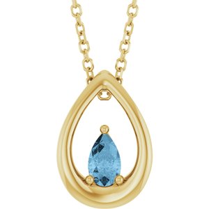14K Yellow Gold Natural Sky Blue Topaz 16-18" Necklace