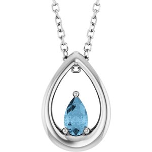 Sterling Silver Natural Sky Blue Topaz 16-18" Necklace