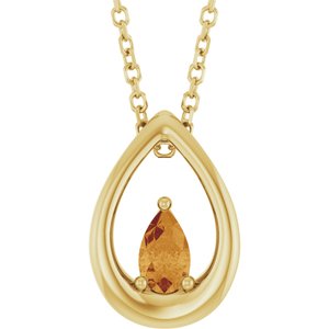 14K Yellow Gold Natural Citrine 16-18" Necklace