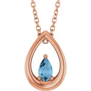 14K Rose Gold Natural Sky Blue Topaz 16-18" Necklace